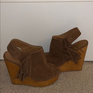Brown suede heels